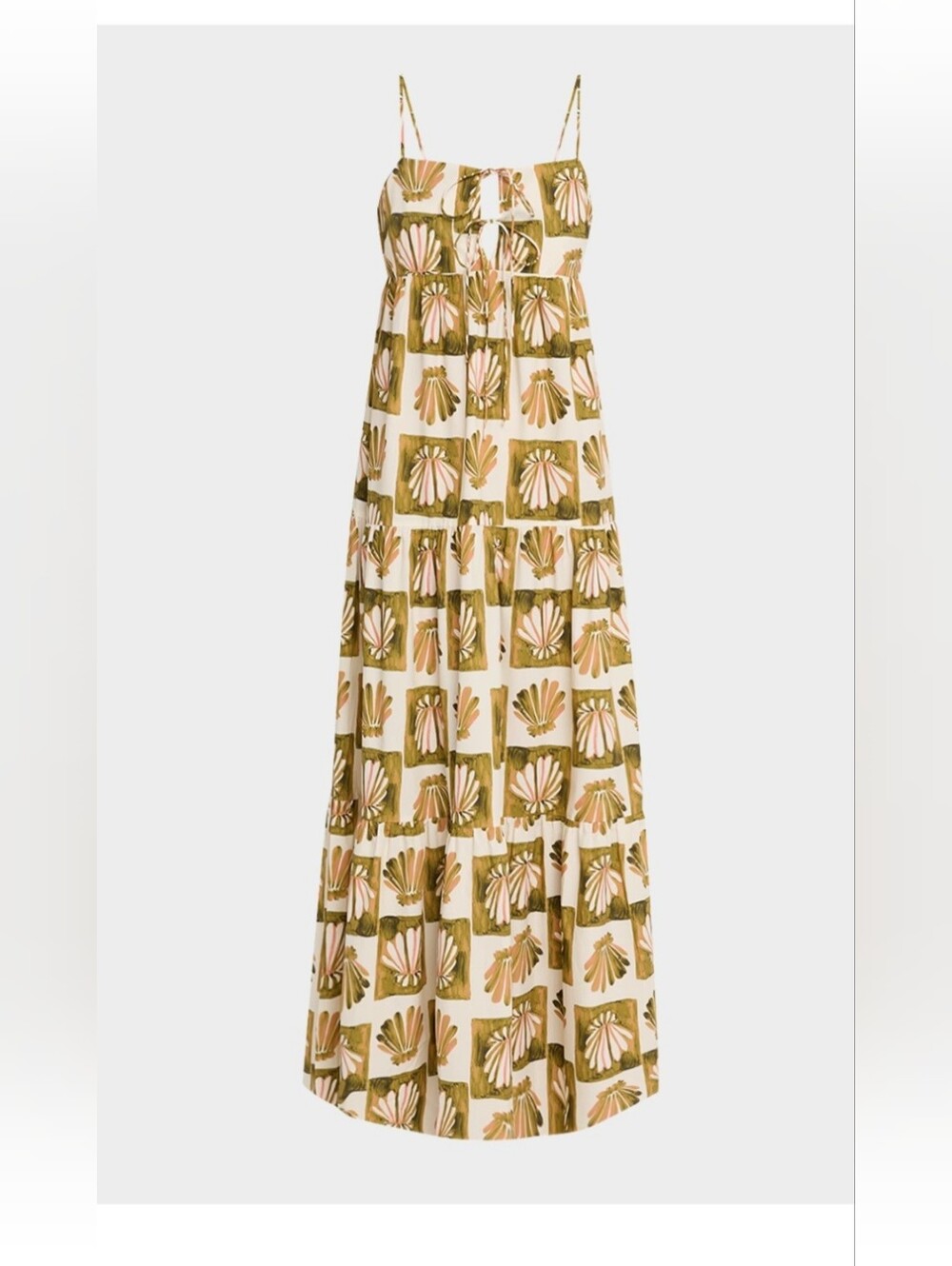 Shell Tiered Maxi Dress Olive and Beige